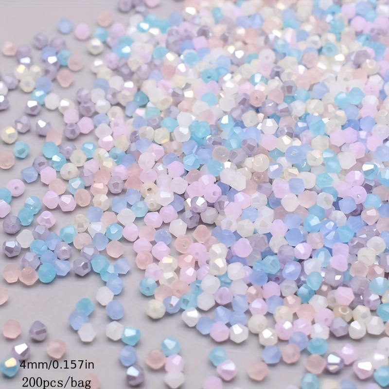 200pcs 4mm Multicolor Bicone Glass Beads for DIY Jewelry